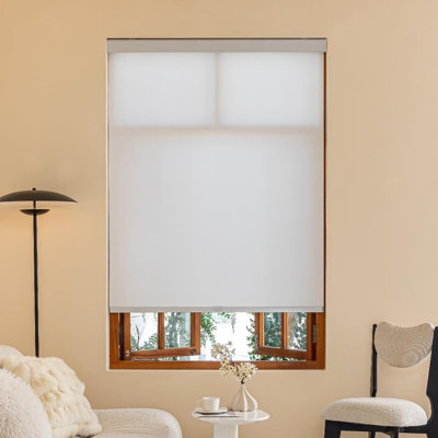 Store à enroulement sans cordon Free-Stop - Store semi-opaque obscurcissant avec protection contre les rayons UV, abat-jours rétractables pour la maison et le bureau, blanc