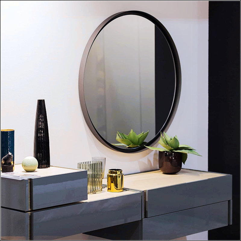 Miroir de salle de bain élégant et fonctionnel, 24 po x 24 po, Noir