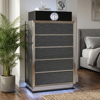 Rihanna Solid Wood Two-Tone Design 6-Drawer Chest with LED (3 Brightness Level)