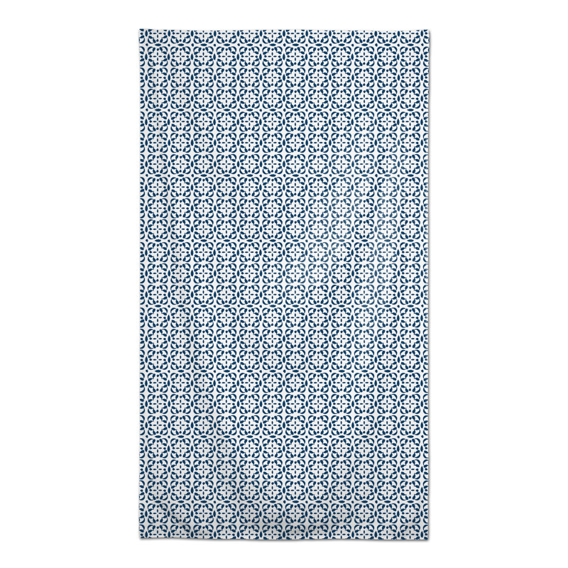 Nappe rectangulaire en polyester géométrique, Bleu marine
