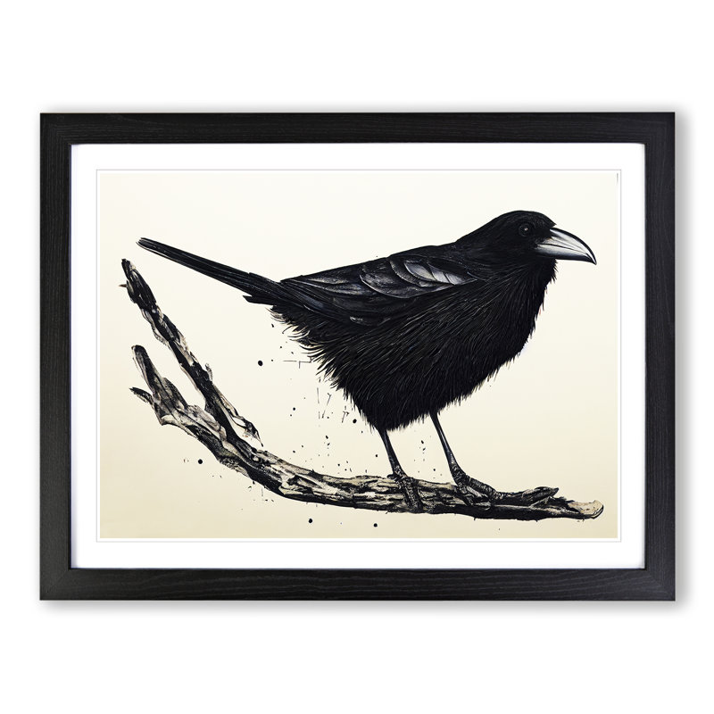 Crow Bird Splash Vol.1 - Framed Print, 25cm H x 34cm W x 2cm D, Black