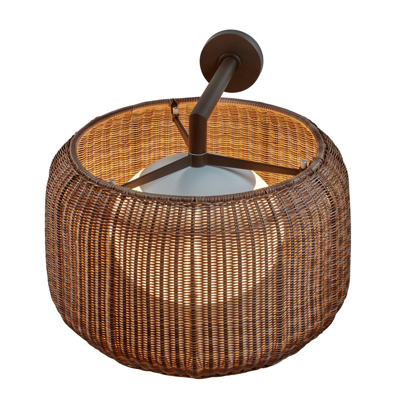 Fora 2 - Light Armed Sconce, Graphite Brown, Rattan Brown, No