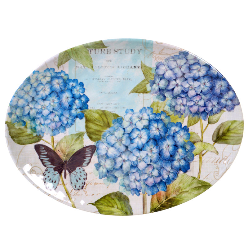 Certified International Hydrangea Garden 2 Piece Melamine Platter Set