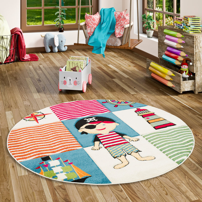 Crowle Blue/Pink/Cream Rug, Round 160cm