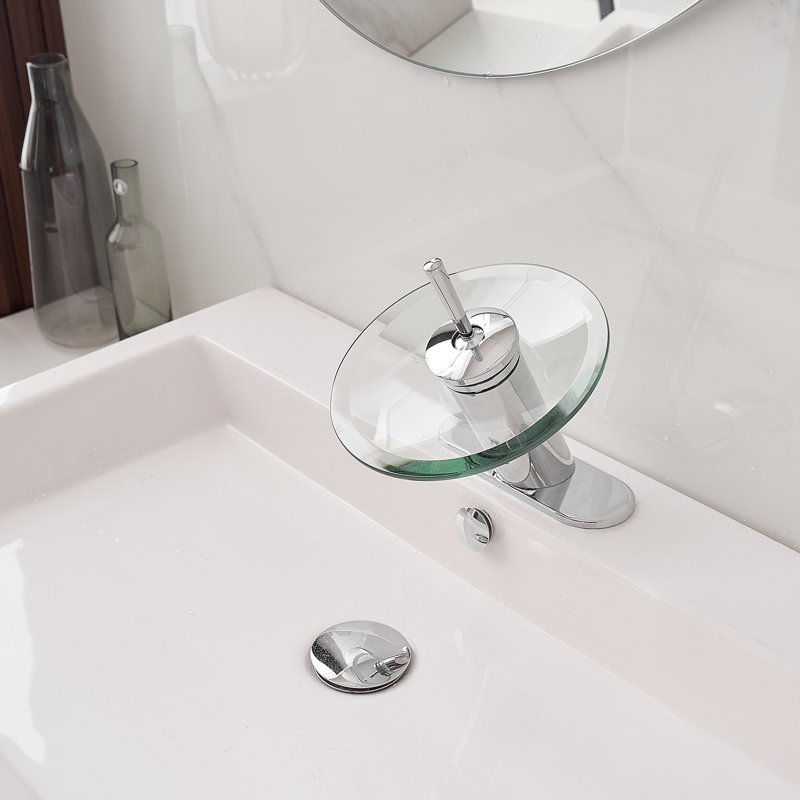 Robinet de salle de bain à un trou avec drain Waterfall, Chrome poli