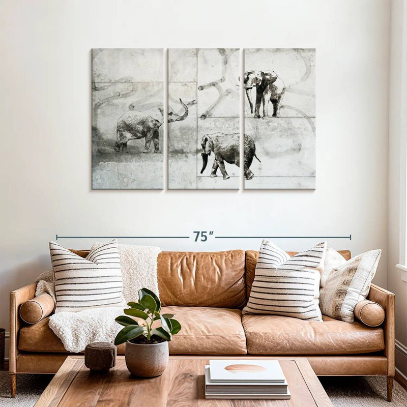 Brampt Three Elephants, 36" H x 57" W