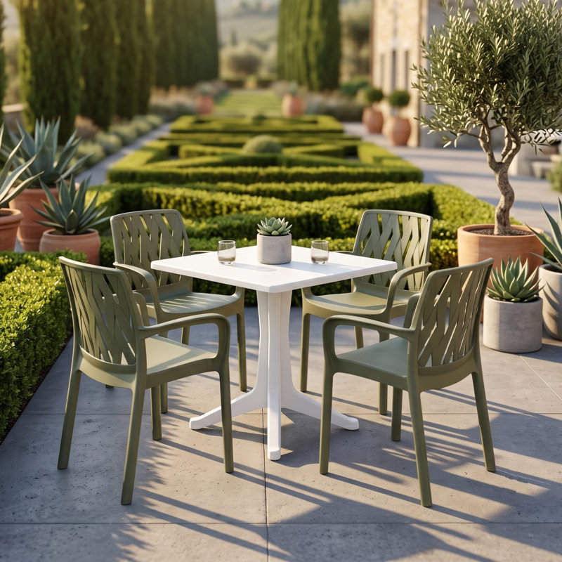 Plastic Patio Dining Set Table,, White