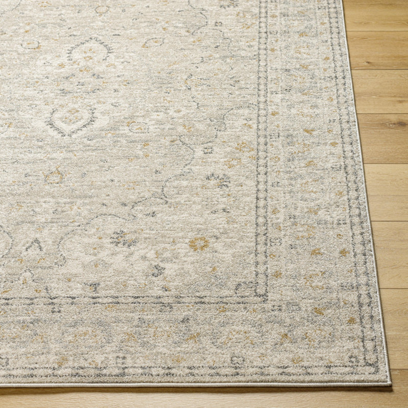 Zamirah Oriental Machine-Woven Polypropylene Gray Area Rug, Rectangle 5 pi 3 po x 7 pi