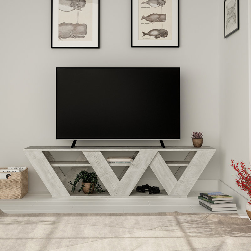 Enedina TV Stand for TVs up to 55" Modern Entertainment Unit, Ancient White 