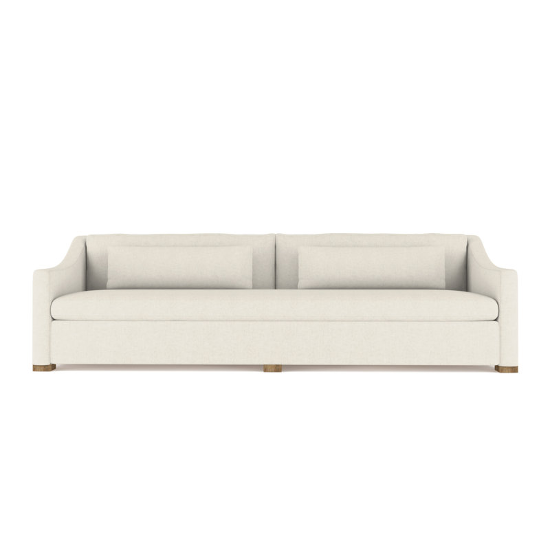 Crosby Slope Arm Sofa, Box Weave Linen Alabaster, 32.5" H x 120" W x 38" D, Ebony