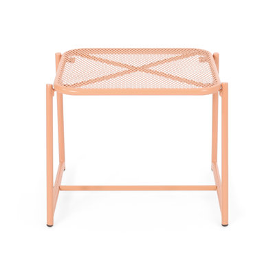 Table d'appoint de 15,5 po de hauteur avec structure en fer de couleur orange moderne et H 16,1 po
