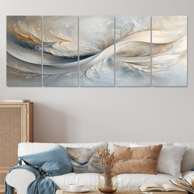 Vagues grises et blanches de l'introsection II - décor mural blanc - art mural moderne