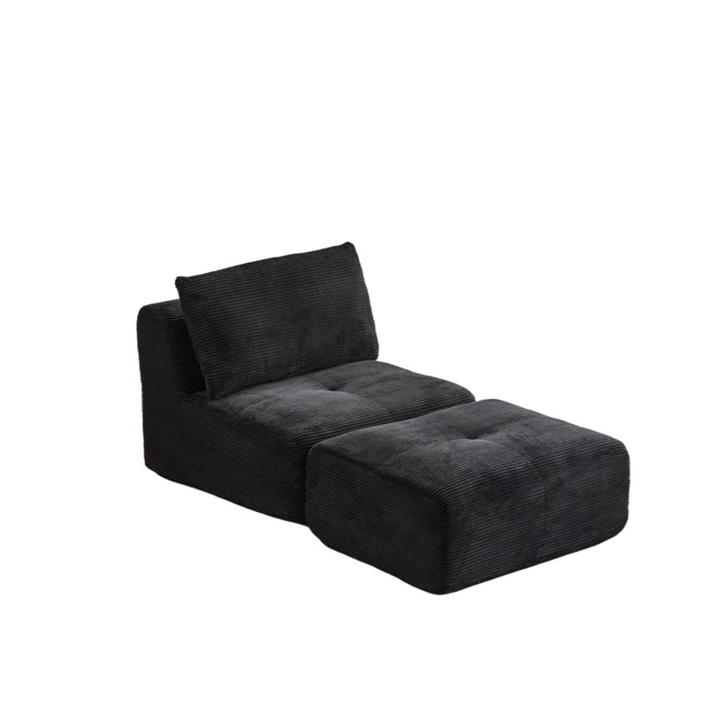 Mousse à mémoire de forme longue pour le salon en tissu velours côtelé, pour animaux de compagnie, sans assemblage, mobile, rembourrage élevé, combinaison personnalisable, tissu pour animaux de compagnie noir pour la chambre, noir, facile à déplacer