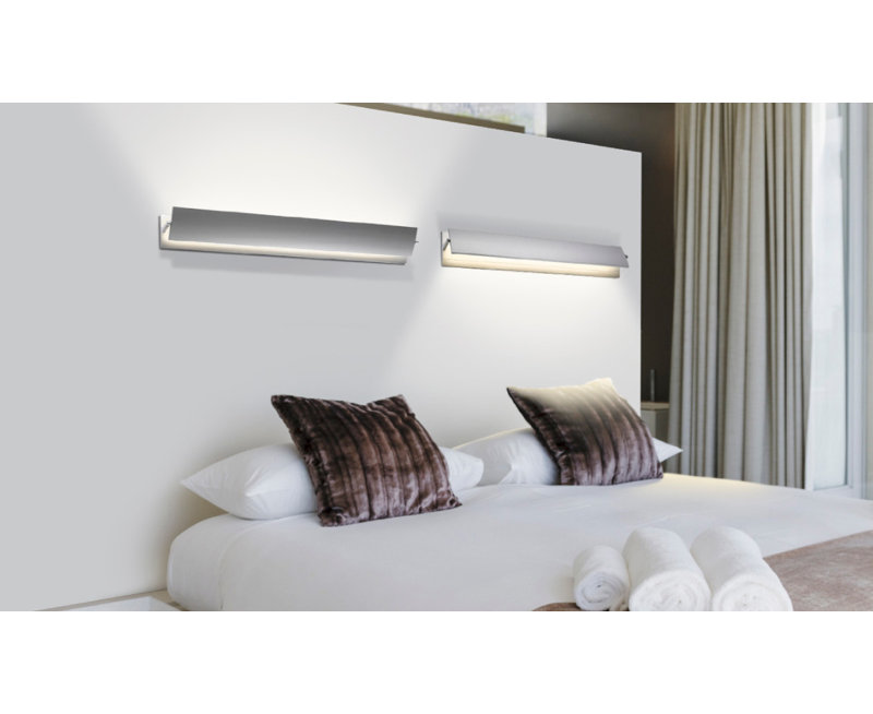 Aileron 1 - Light LED Armed Sconce, Bright Satin Aluminum, 4" H x 12.25" W x 4.75" D