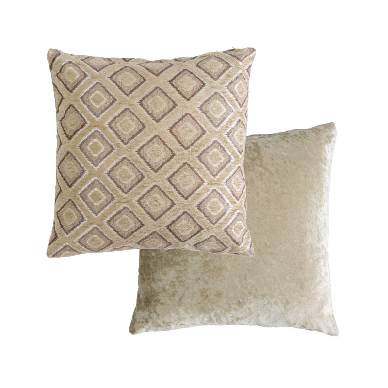 Kissling Geometric Square Throw Pillow Cover, Beige