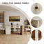 Sintered Stone Solid Wood Ash white and brown Dining Table-561028047