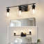 25 In. 3-Light Black Vanity Light With Clear Globe Glass Shades For Bathroom, Mirror, Powder Room