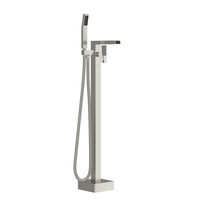 Freestanding Bathtub Faucet Waterfall Tub Filler Brushed Nickel Floor Mount Brass Bathroom Faucets With Hand Shower