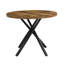 Rustic-Style Round Dining Table with Distressed Wood Top and Black X-Leg Metal Base