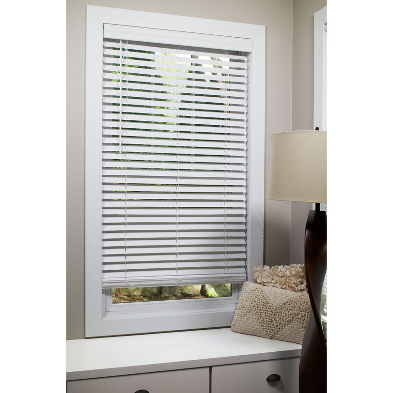  Akura Room Darkening 2" Flat Slat Faux Wood Horizontal/Venetian Blinds, White, 38"W x 36"L