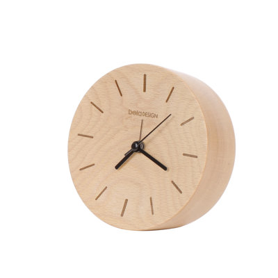 Horloge de table électrique moderne en bois massif hêtre de couleur brune