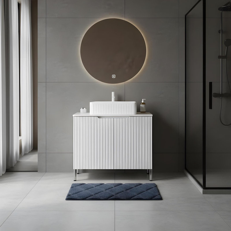 30" Freestanding Bathroom Vanity with Rectangular Sink, White
