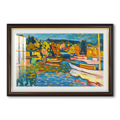 Study for Autumn Landscape with Boats, 1908-Wassily Kandinsky - Matted and Framed Under Acrylic Glass, Large Living Room Wall Art