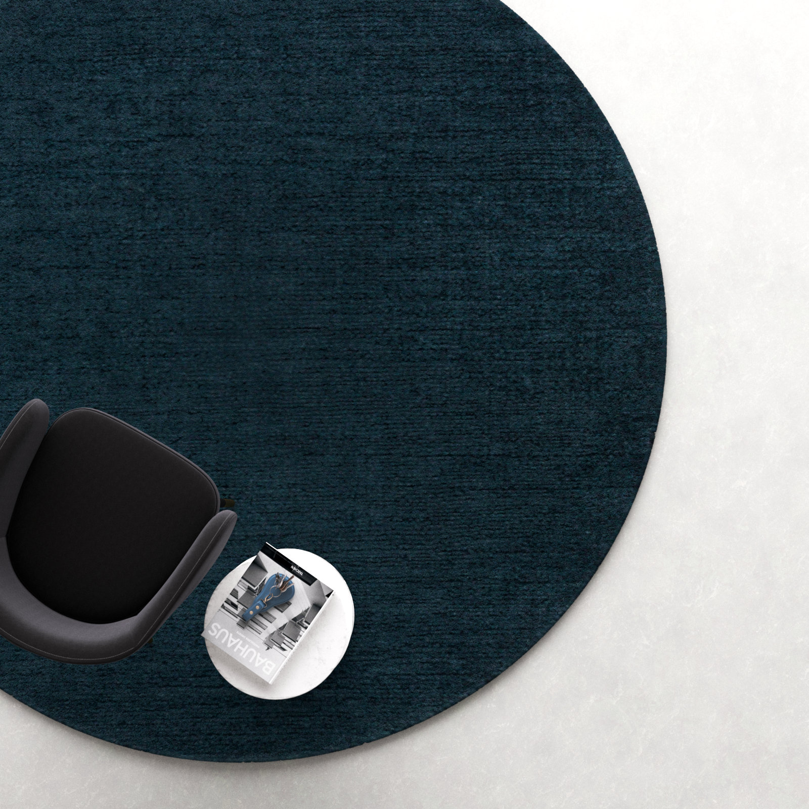 Crowe Dark Blue Hand-Woven Wool Rug, Round 9'9"