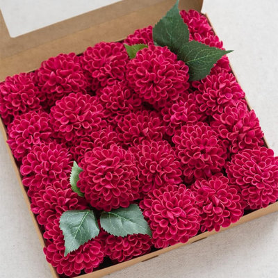 Fleurs artificielles de dahlia 25Pcs de vraies roses en mousse crème avec des tiges pour les bouquets de mariage bricolage Centres de douche nuptiale Arrangements floraux Tables de fête Décoration de la maison