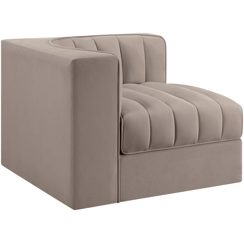 Chaise d'angle rembourrée en tissu Rummi, Taupe