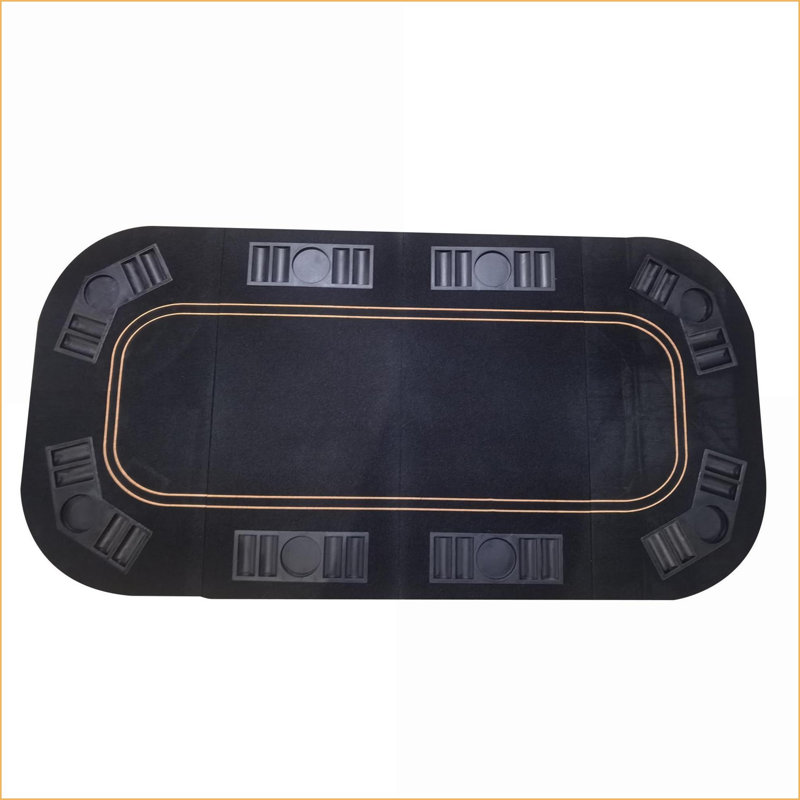 Plateau de table rectangulaire en feutre noir pour 8 joueurs de poker avec sac de transport 63 po | Noir | Moderne