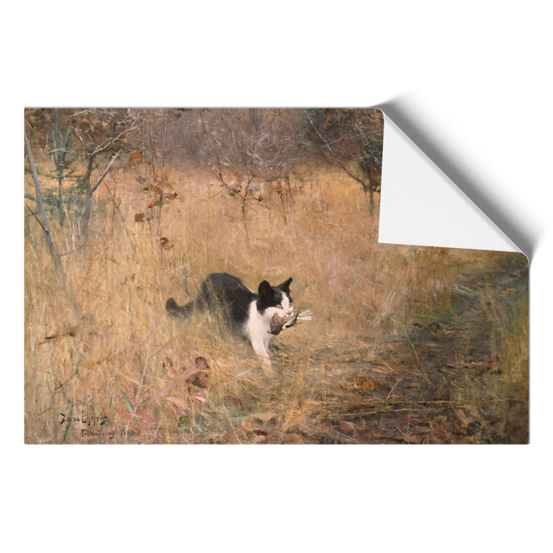 Cat with a Bird by Bruno Liljefors - Frameless Print, 21cm H x 30cm W x 0.1cm D