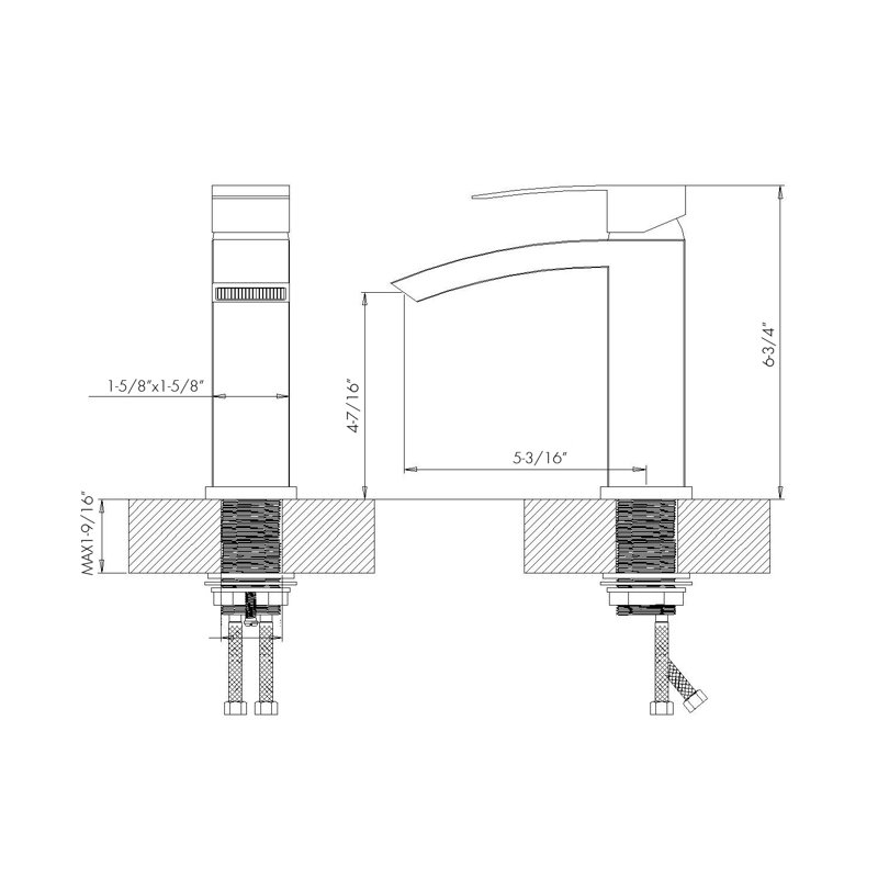 Robinet pour lavabo de salle de bain monotrou en cascade, Nickel brossé