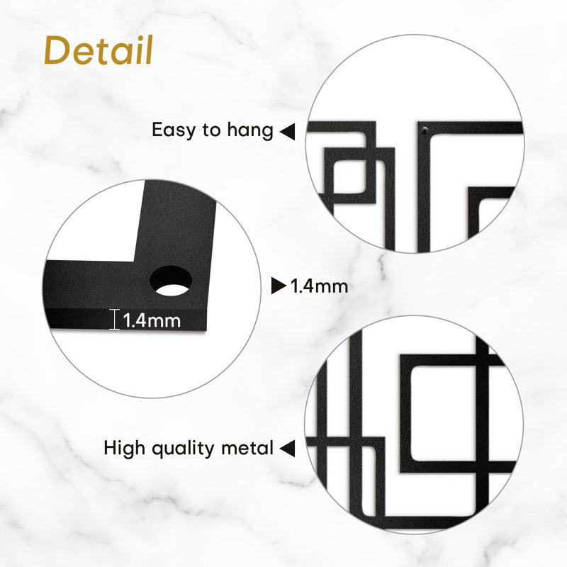 Wall Decor Metal, Black, 9" H x 18" W x 0.05" D