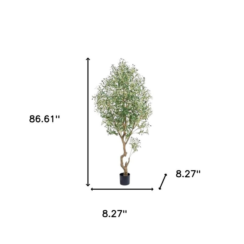 Olive artificielle verte 8 po en pot de ciment cylindrique noir