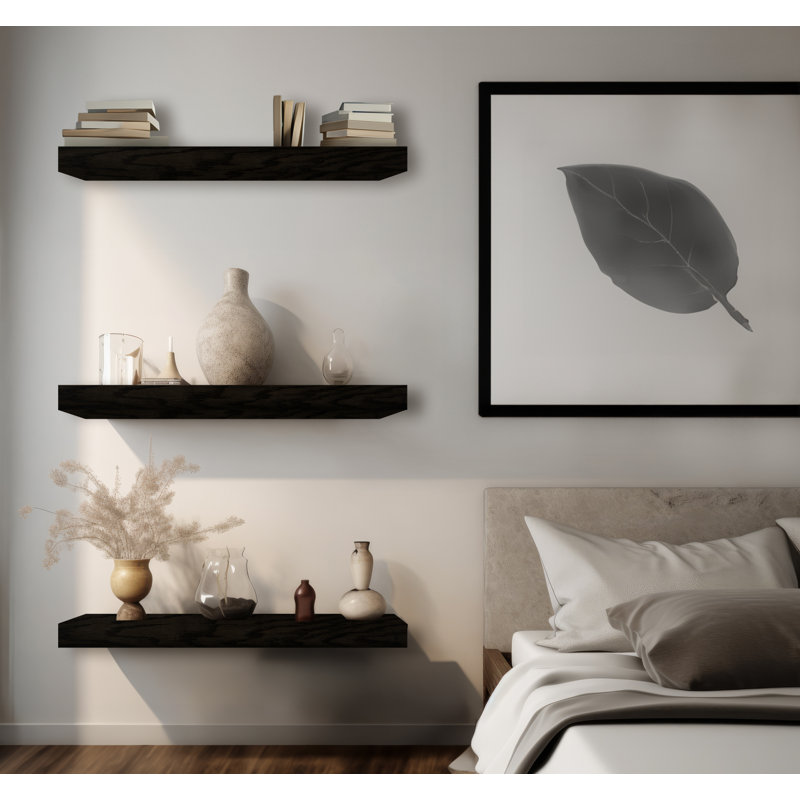Emerald Lee 3 Piece Oak Floating Shelf, 3" H x 33" W x 6" D