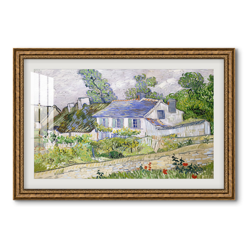 Custom Framed Masterpiece " Houses In Auvers " by Vincent Van Gogh, 28x40 INNER SIZE, Framed Print with Mat