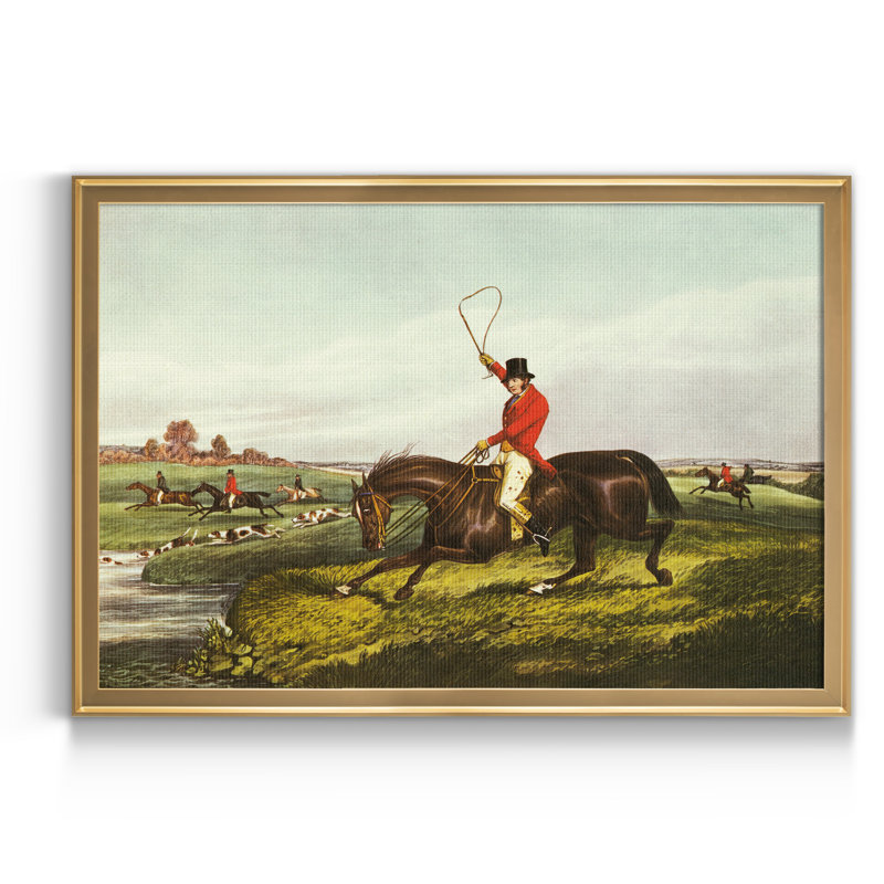 La chasse anglaise, reproduction d'art sur toile, Toile encadrée dorée, H 26,5 po x l 36,5 po x P 1,5 po