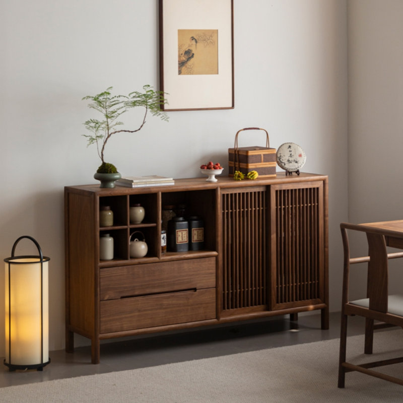 Large Capacity Solid Wood Sideboards, Walnut