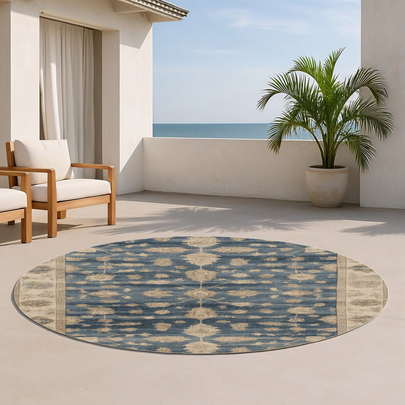 Tapis d'intérieur et d'extérieur surteint beige, Rond 5 pi