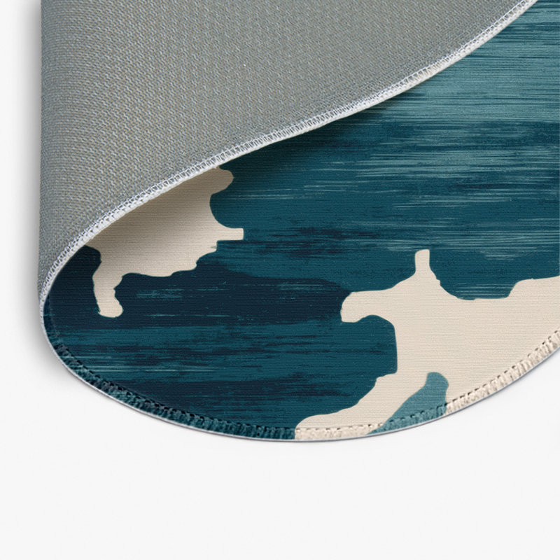 Tapis intérieur et extérieur bleu Watercolor, Rond 5 pi