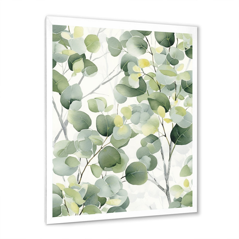«White Green Minimalisme Eucalyptus Essence IV» sur toile, Cadre photo blanc, H 32 po x l 24 po x P 1 po
