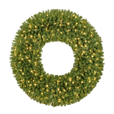 Pre-Lit Artificial Utah Spruce Wreath with 210 Warm White LED Lights