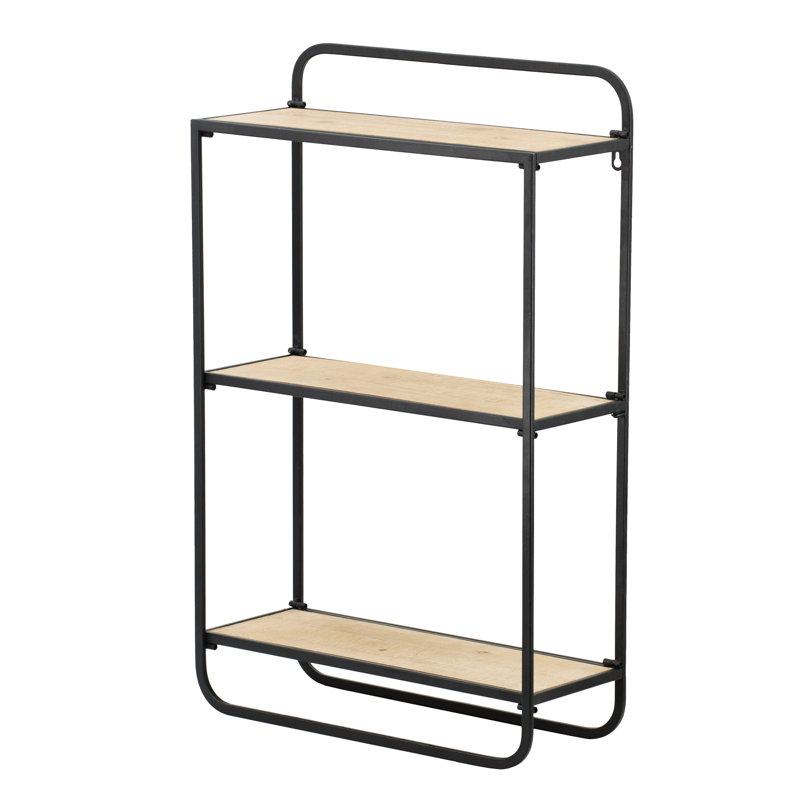 3 Wall Mounted Shelf, 20X8x32", Rustic Wooden & Black Metal, Ample Storage Space For Books And Display Items, 22Lb Capacity 20X8x32" 3, Wood Functional Displays, 22Lbs Weight Per Shelf