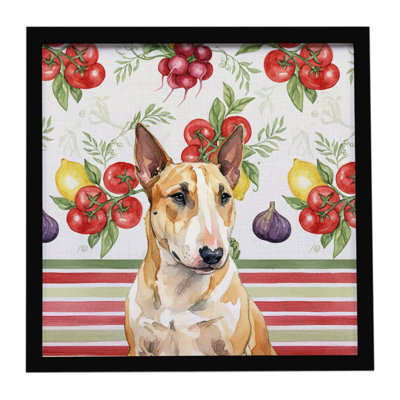 Miniature Bull Terrier Vegetables Framed Metal Print