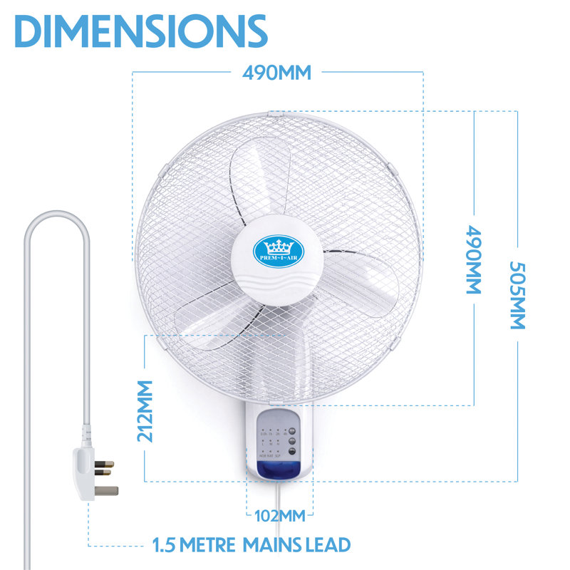 18" Oscillating Wall Fan with Timer