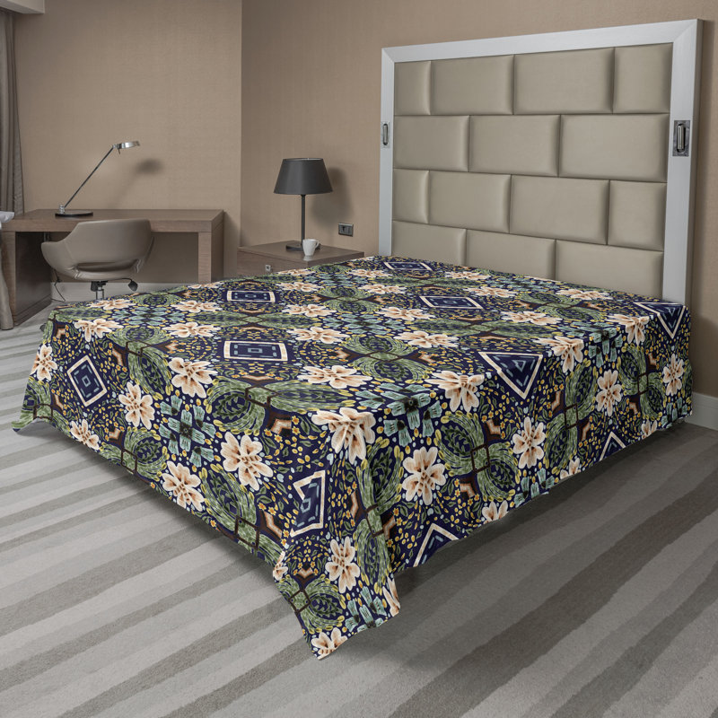 Floral Flat Sheet, Laurel Green Pastel Brown