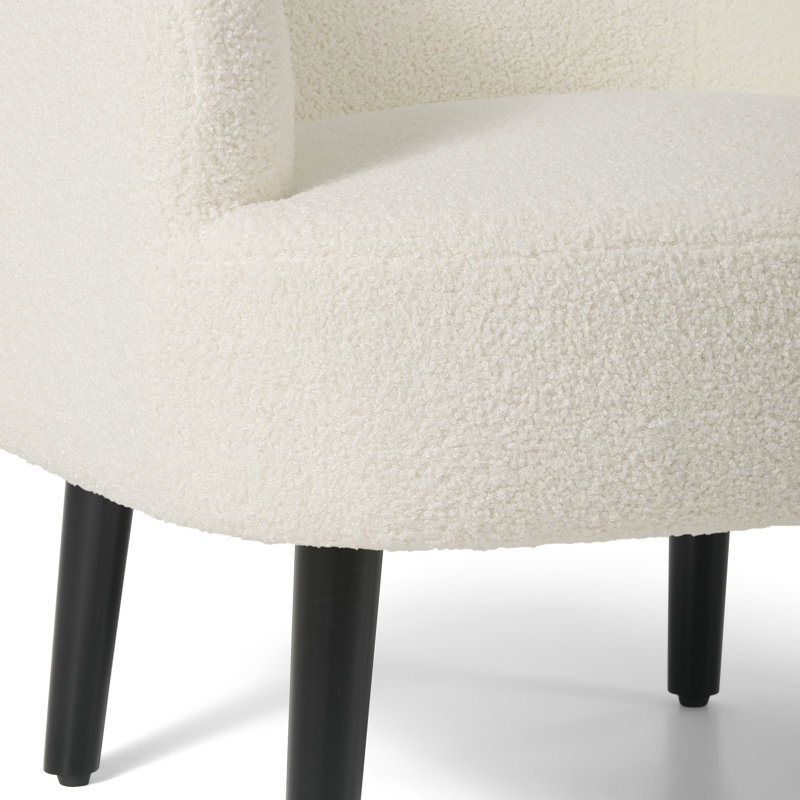 Bayville 29'' Wide Barrel Chair, Cream Polyester Blend 