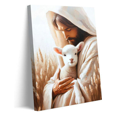 Jésus, embrassant des agneaux, art mural sur toile, le Christ, le bon berger, photo, agneau perdu, affiche pour salon
