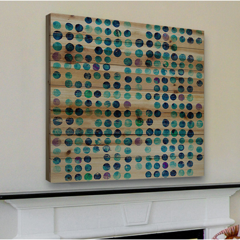 « multi blue points », impression sur bois, 40 po x 40 po